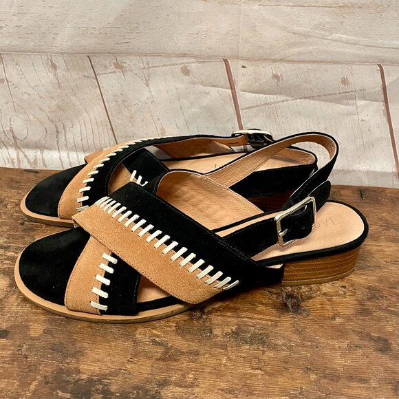 Jack Rogers Amelia Stitched Suede City Sandals - Picture 1 of 8